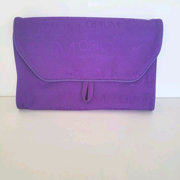 Yves Saint Laurent YSL Perfume Bag Travel Toiletry Cosmetic Case Large Purple - Picture 1 of 7